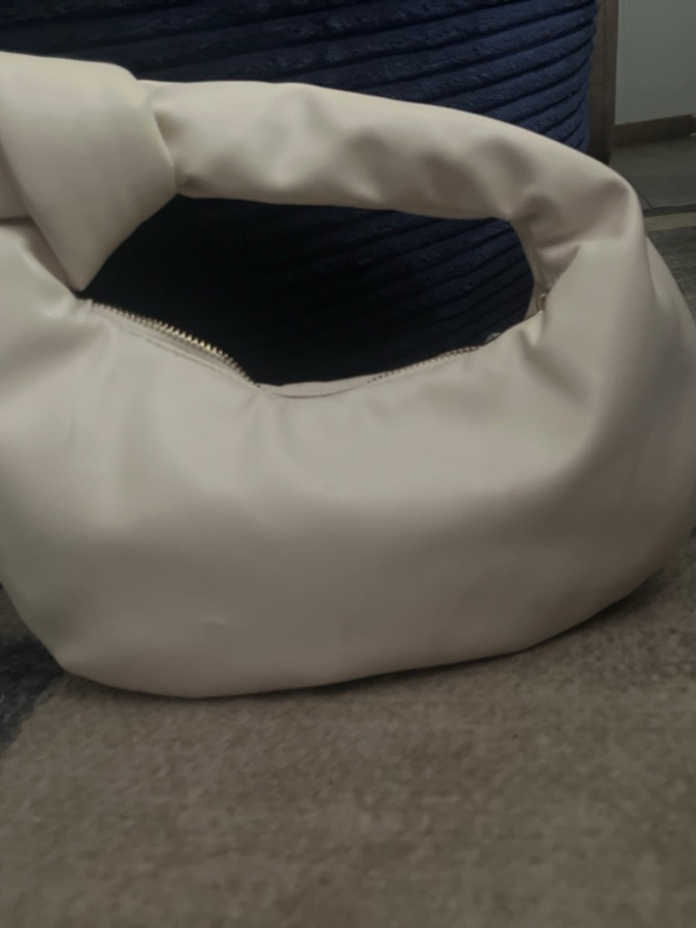 Melie Bianco Cream Knotted Handle Shoulder Bag